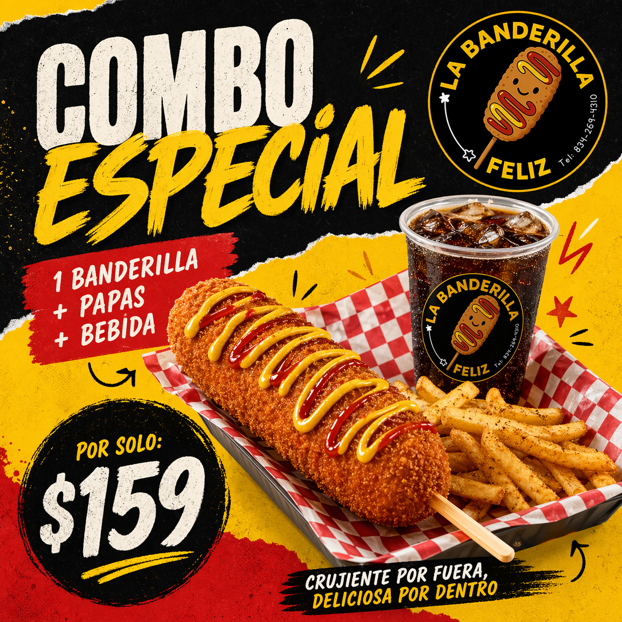 Promo de combo especial de La Banderilla Feliz