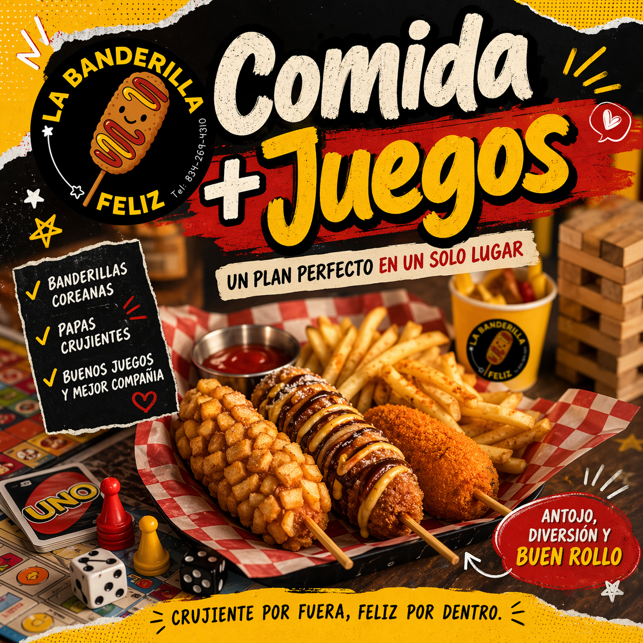 Seccion de comida y juegos de La Banderilla Feliz